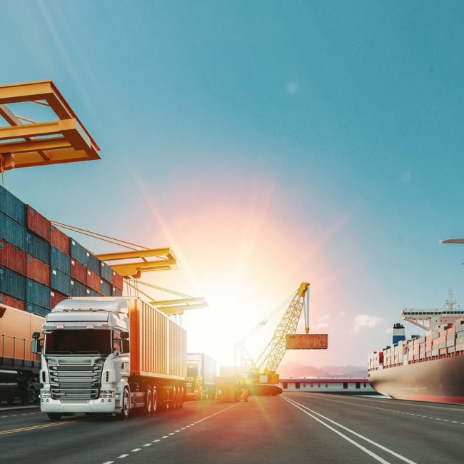 simple logistics container, modern transport vehicle, Faisalabad skyline simple logistics container, modern transport vehicle, Faisalabad skyline