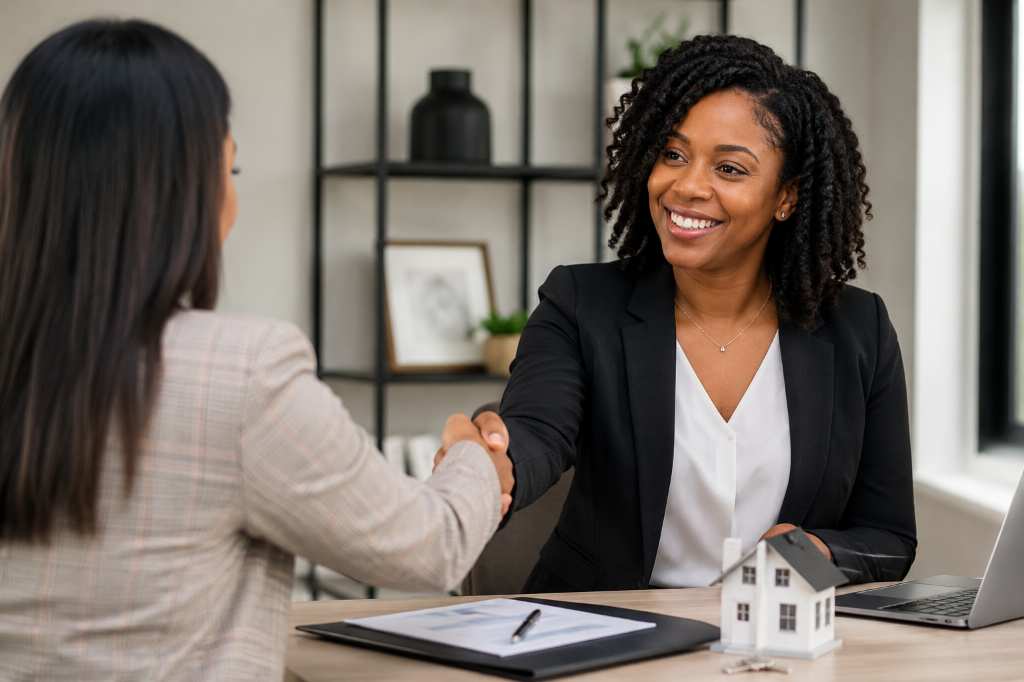 Professional handshake between property manager and homeowner